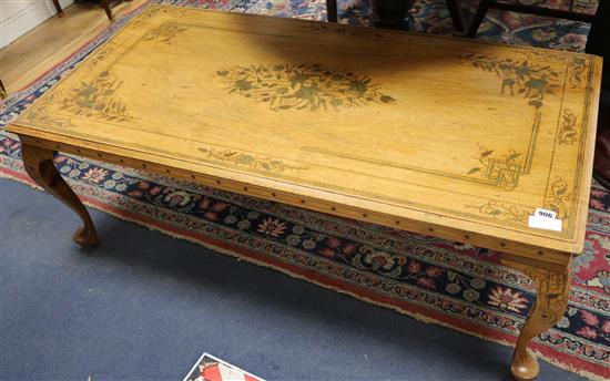 An Eastern copper and brass inset hardwood coffee table, 4ft x 2ft